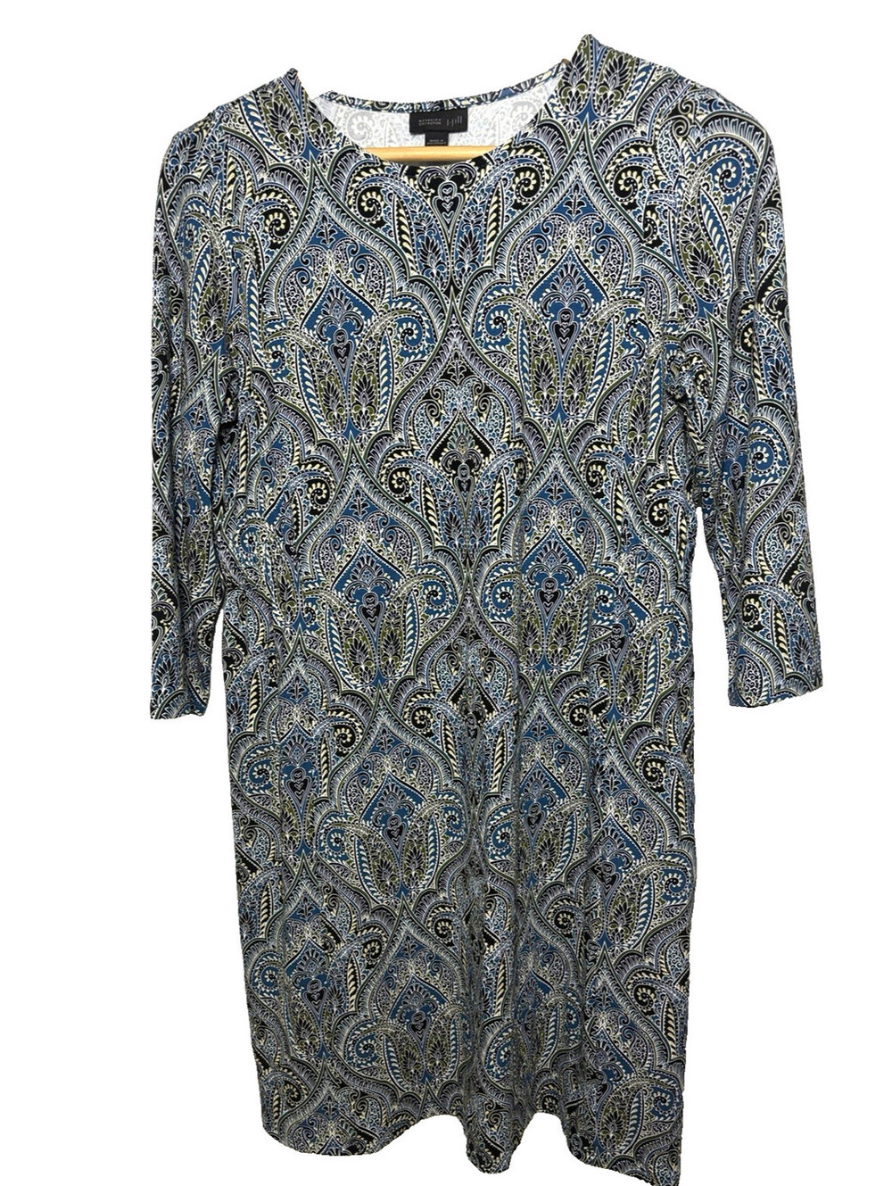 J.Jill Wearever Collection Paisley Print Dress Sz SP Knee Length Stretch Peasant
